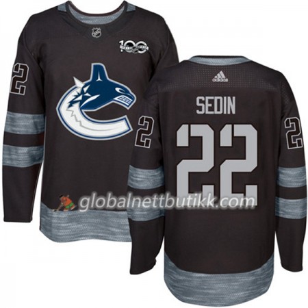 Vancouver Canucks Hockeydrakt Daniel Sedin 22 1917-2017 100th Anniversary Svart Adidas Authentic - Herre